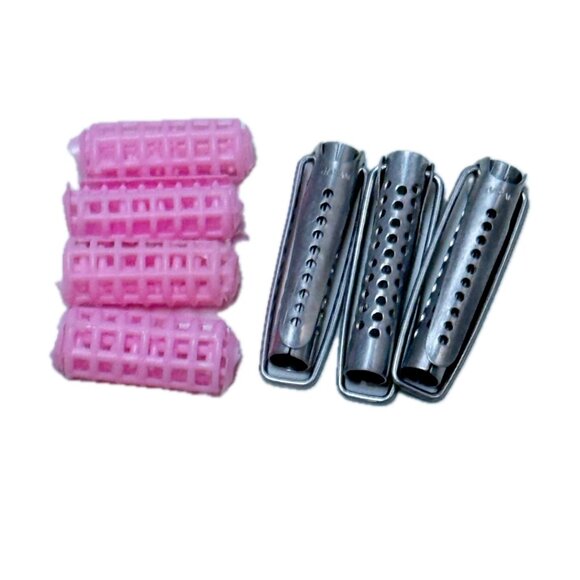 Vintage Tammy Barbie Fashion Doll Curlers Lot 7 w 4 Pink Plastic 3 Metal 1960s - Picture 1 of 5